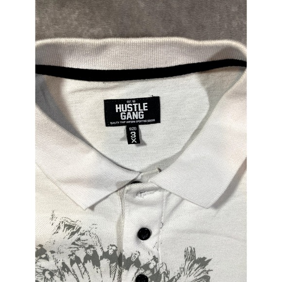 Y2K Hustle Gang 'Lone Brave' White AOP Polo Shirt 2XL - Picture 2 of 8